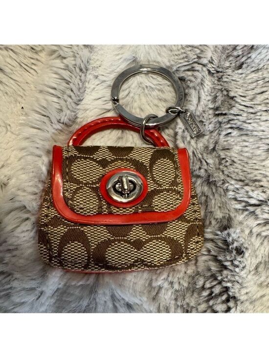 Coach Handbags - Coach - Park Signature Handbag Keyring/Bag Charm - EUC - Orange Patent Leather